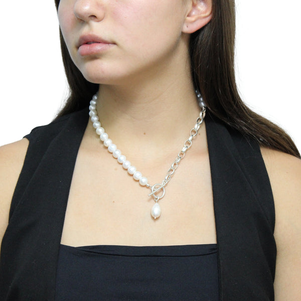 Collar De Perlas Y Argollas