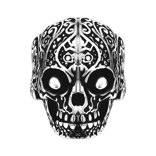 Anillo Calavera Oxidado De Plata #9