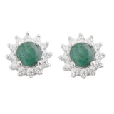 Arete Flor de Piedra Natural con Circonia