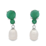 Arete de Perla Colgante con Piedra Natural Zafiro