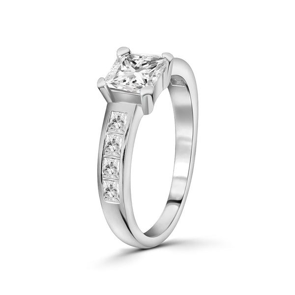 Anillo Solitario De Plata Con Circonia #6