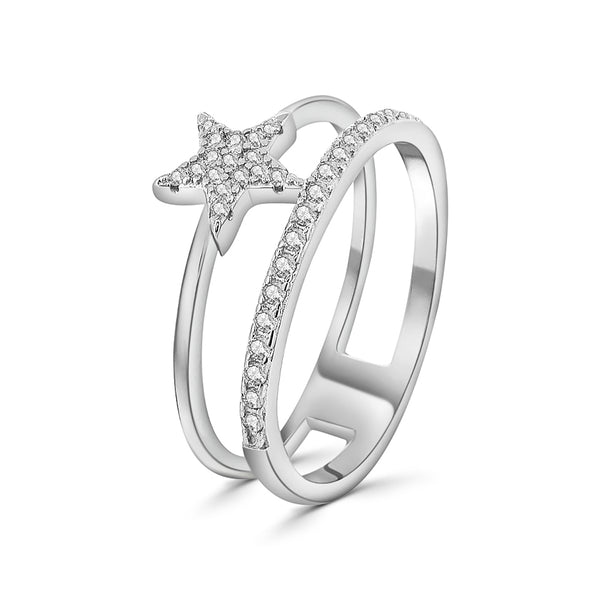 Anillo De Plata Con Circonia Estrella #6