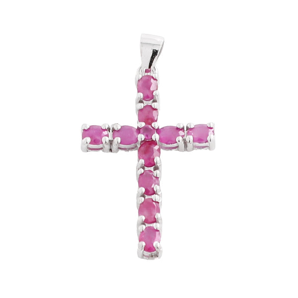 Cruz De Plata Con Piedra Natural