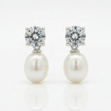 Arete Topaz Blanco Con Perla Brillante