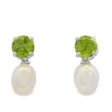 Arete Peridot Con Perla Brillante Peridot