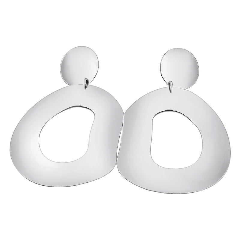Aretes De Plata Óvalo Onda Liso