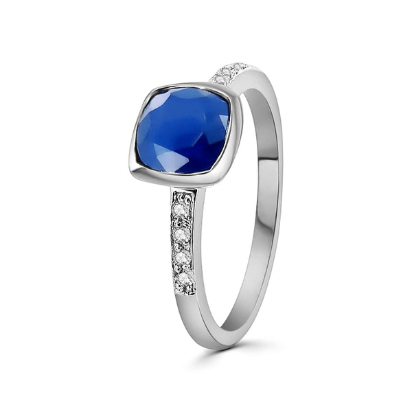 Anillo Piedras Preciosas De Plata #6 / Zafiro