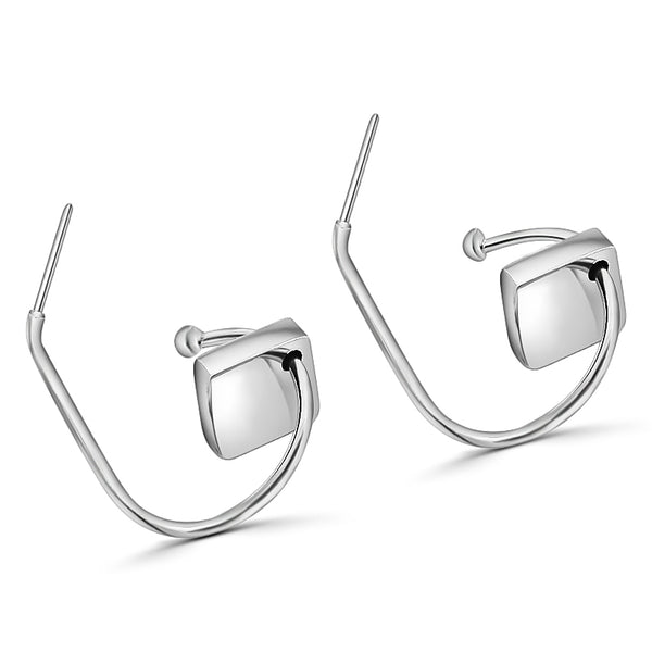Aretes Largos Con Colguije Rombo Plata