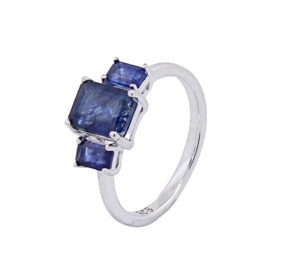Anillo Triple Rectángulo  Piedras Preciosas
