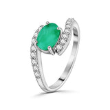 Anillo De Plata Con Piedras Preciosas #6.5 / Esmeralda