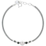 Pulsera Rigida de Plata con Cuenca