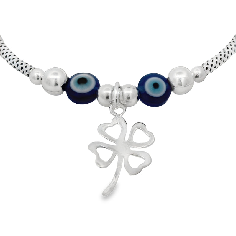 Pulsera Semirrígida Con Ojo Turco Y Trébol 5cm