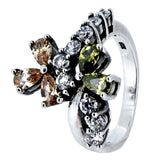 Anillo De Pétalos Plata Con Circonia