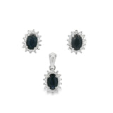 Juego de Piedra Natural Ovalado con Circonias Esmeralda