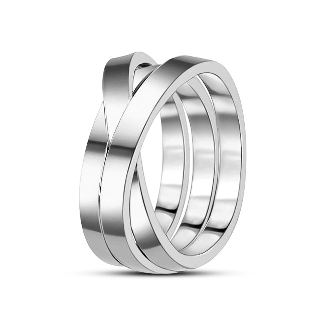Anillo De Plata Cruzado Liso / #6
