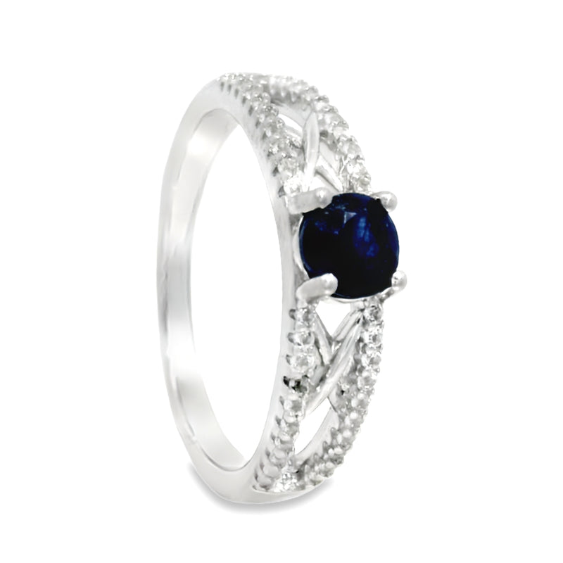 Anillo Solitario de Piedra Preciosa y Circonia Zafiro / 6