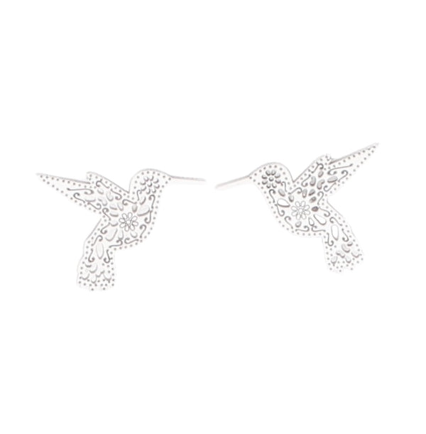 Aretes De Colibrí De Plata