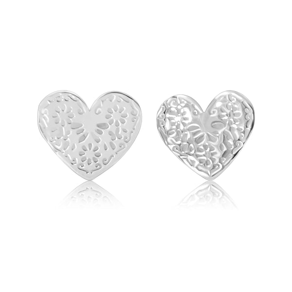 Aretes De Corazón De Plata