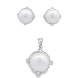 Juego Aretes Y Dije Perla Con Circonia