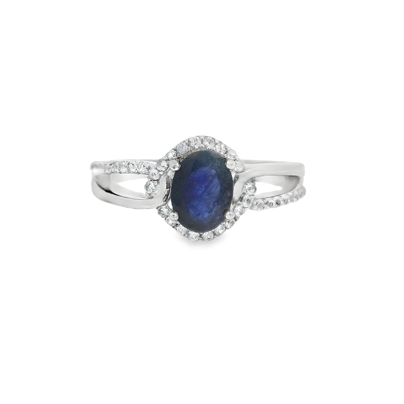 Anillo Solitario con Piedras Preciosas y Circonia Zafrio / 6