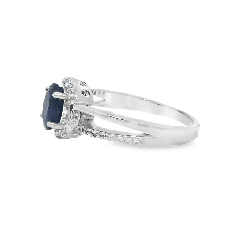Anillo Solitario con Piedras Preciosas y Circonia Zafrio / 6