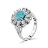 Anillo Daisy Plata Con Piedra Natural