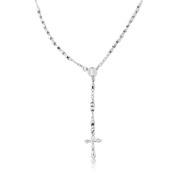Rosario De Plata Cuencas Diamantadas 53 CM