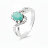 Anillo Solitario Plata Con Piedra Natural