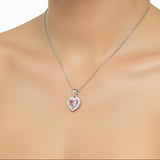 Collar de Circonia con Corazon Rosa