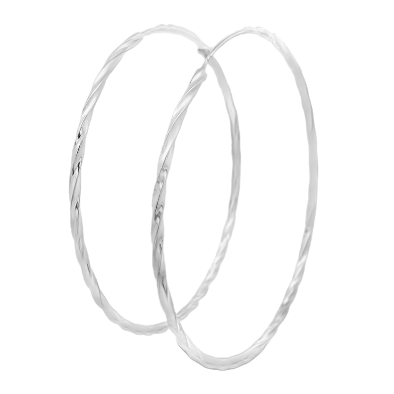 Arracadas Grandes De Torsal De Plata 5.5 cm