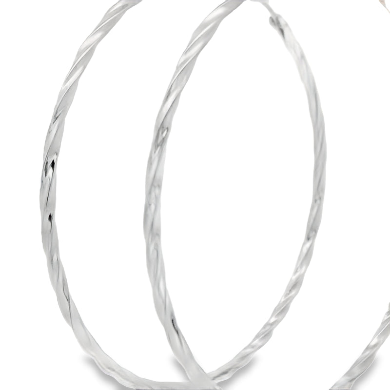 Arracadas Grandes De Torsal De Plata 5.5 cm