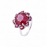 Anillo Flor Plata Con Piedra Natural