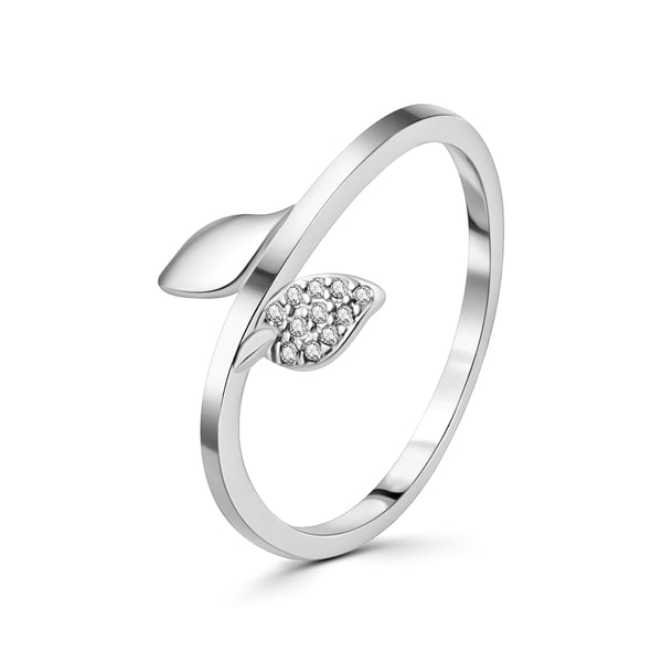 Anillo Rama Plata Con Circonia #6