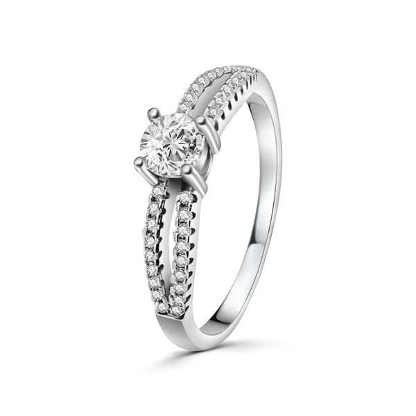 Anillo Solitario Plata Con Circonia #6