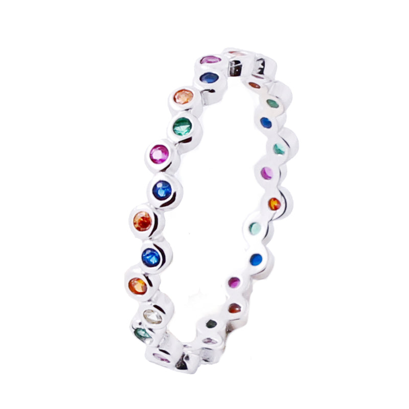 Anillo Churumbela Multicolor Plata Con Circonia