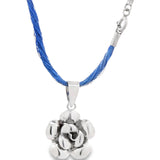 Collar De Seda Con Dije De Flor Azul