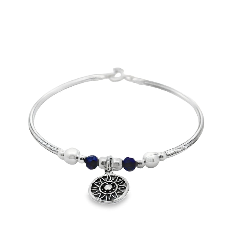 Pulsera Rigida de Plata con Dije de Sol