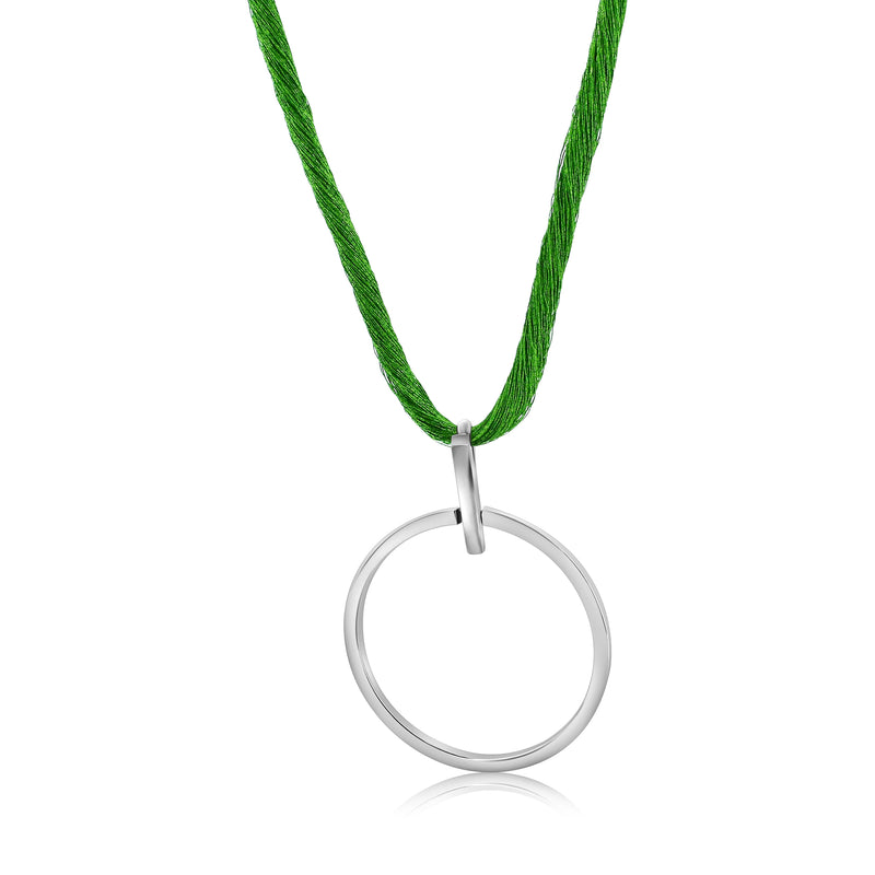 Collar De Seda Japonesa Con Dije Circular 40 CM / Rojo
