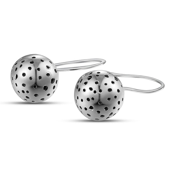 Aretes De Gancho Bola Dalmata De Plata