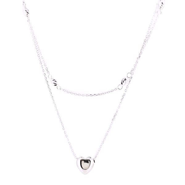 Collar Con Dije De Corazón Y Cuencas De Plata