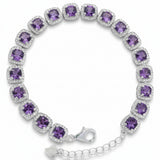 Pulsera De Piedra Natural Amatista Rectangular Con Circonia