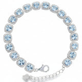 Pulsera De Piedra Natural Topaz Azul Rectangular Con Circonia