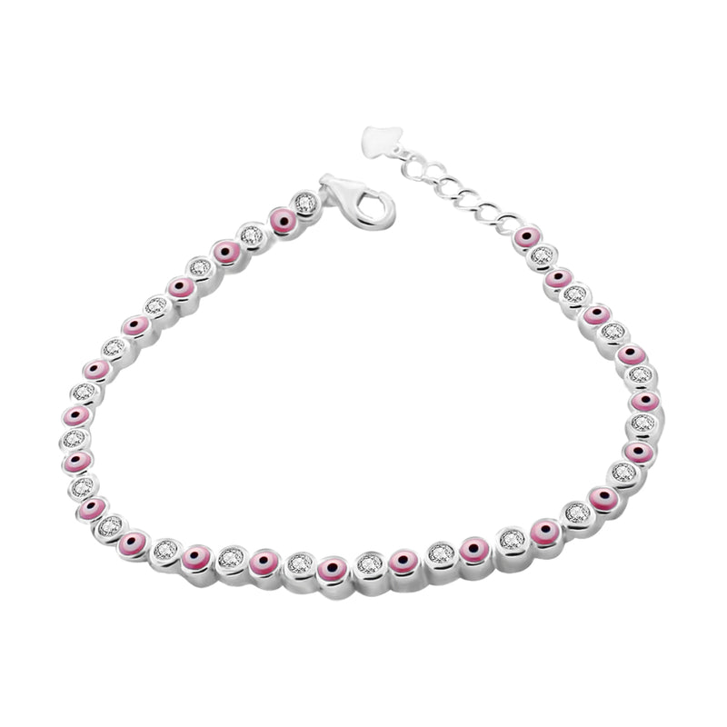 Pulsera De Ojo Turco Rosa Con Circonias