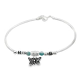 Pulsera Rigida de Plata con Dije de Mariposa