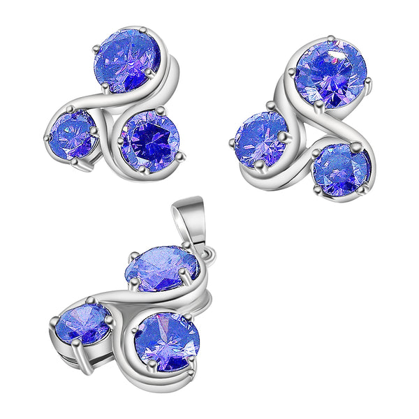 Juego De Plata Con Circonia Rojo