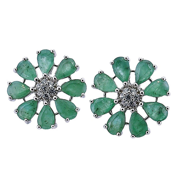 Aretes De Margarita Plata Con Piedras Preciosas