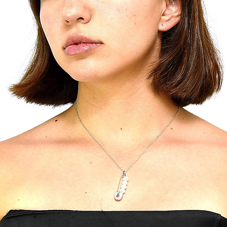 Collar De Clip Con Perlas Plata Y Circonia