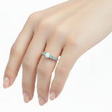 Anillo Topaz Azul Con Ópalo