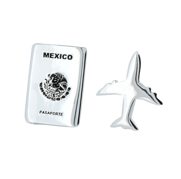 Aretes De Avión Y Pasaporte De Plata