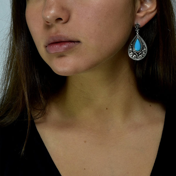 Arete Filigrana Gota con Madre Perla-Aretes-Plarte